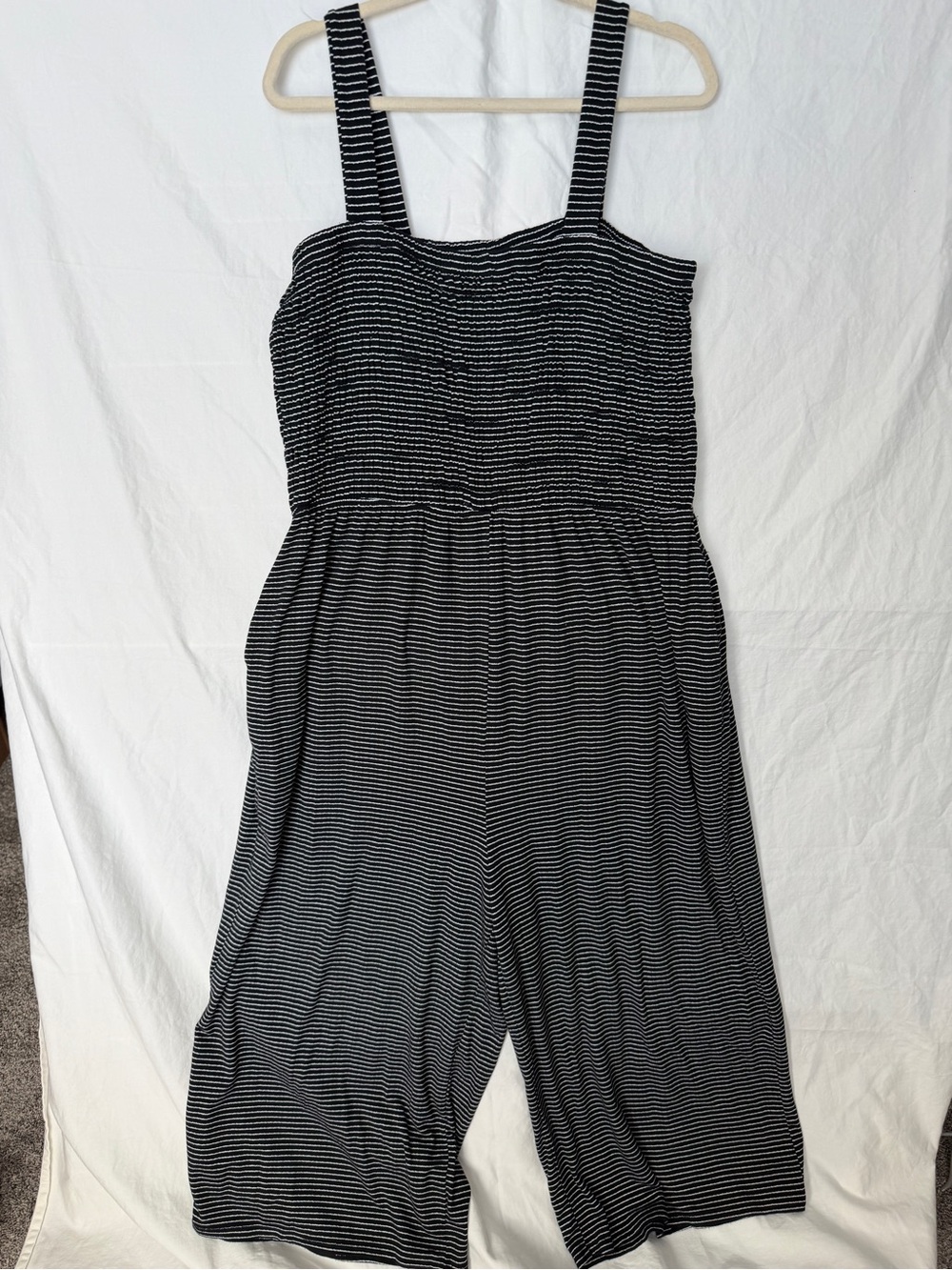 Zenana Outfitters Black & White Striped Sleeveless Jumpsuit Romper 2X